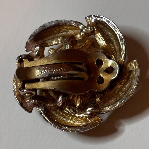 Vintage Signed Elsa Shiaparelli Elegant Gold Tone Clip On Earrings - Picture 4 of 5